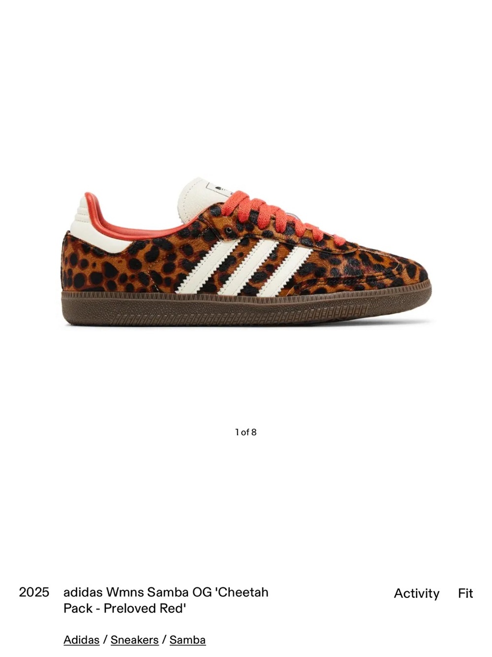 adidas Women’s Samba OG Cheetah Print Sneakers - Red/White/Brown - Picture 4 of 10
